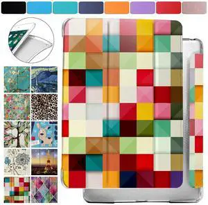 DuraSafe Cases for iPad 7.9 Inch Mini 3 Mini 2 Mini 1 Gen [Mini 3rd 2nd 1st ] A1599 A1489 A1432 MH3F2LL/A Shock Proof Magnetic Dual Angle Stand with Honeycomb Pattern Printed Cover - Color Grid