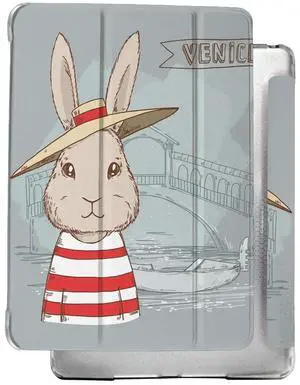 DuraSafe Cases for iPad Mini 6th Gen 2021 8.3 Inch [ Mini 6 ] A2567 A2568 A2569 MK893LL/A MLX43LL/A MK8C3LL/A Shock Proof Magnetic Dual Angle Stand with Honeycomb Pattern Printed Cover - Bunny Hat