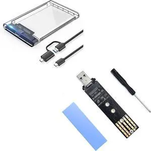 ELUTENG M.2 to USB Adapter M.2 NVME/NGFF Hard Drive with USB C SSD Enclosure 2.5 inch External Hard Drive Case