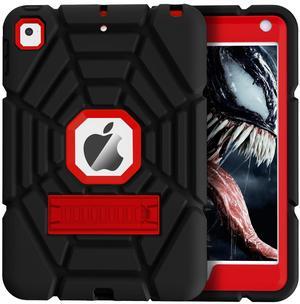 Grifobes Heavy Duty Shockproof Rugged Case for iPad Mini 5/4 with Stand, Protective Cover for Kids, 7.9 inch (Black+Red)