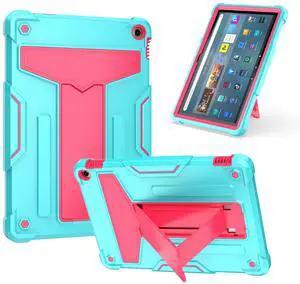elitegadget Case for  Fire HD 10 Tablet 10.1" Inch Display (13th Generation, 2023 Released) - Heavy Duty Hybrid Kickstand Case Cover + 1 Screen Protector and 1 Random Stylus (Teal/Pink)