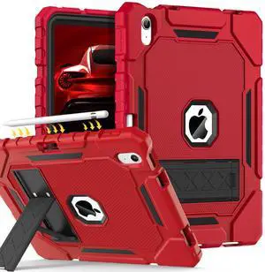 Grifobes for iPad A16 Case 11th Generation 11 inch 2025 / iPad 10th Generation Case 10.9 inch 2022, Heavy Duty Military Grade Shockproof Cover with Pencil Holder for i Pad 11/10 Gen (Red)
