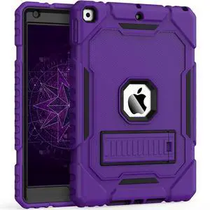 Grifobes Case for iPad 9th/8th/7th Generation 10.2 Inch (2021/2020/2019), Kick Stand Heavy Duty Shockproof Rugged Protective 10.2" Cover for iPad 9 8 7 Gen for Kids Girls Women (Deep Purple)
