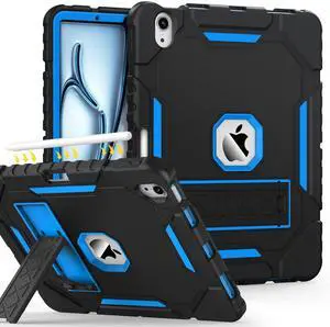 Grifobes Case for iPad Air 11-inch (M3/M2) 2025/2024, for iPad Air 5th/4th Generation 2022/2020 10.9", Heavy Duty Rugged Cover with Stand/Pencil Holder for i Pad Air 6th 5 4 Gen(Black+Sky Blue)