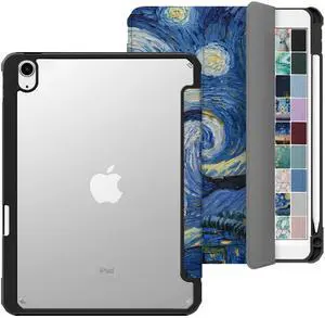 DuraSafe Cases for iPad Air 6th Air 11 2024 Air 5th 2022 Air 4th 2020 Gen [iPad Air 6/5 / 4/11 ] A2316 MM6R3LL/A MM6T3LL/A Shell TPU Corner PC Transparent Case Pencil Holder - Starry Night Print