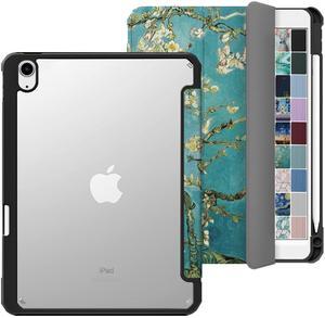 DuraSafe Cases for iPad Air 6th 2024 / Air 11" Air 5th 2022 Air 4th 2020 10.9 Inch A2588 A2316 MM6R3LL/A MM6T3LL/A Rugged Shell TPU Corner PC Transparent Back Case Pencil Holder - Blossom Print