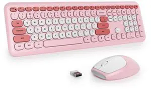 surmen Cute Wireless Keyboard and Mouse Combo, Pink Wireless Keyboard with Silent Mouse, Full Size Slim Low-Noise Soft Touch Round Keys for Home and Office,(6-Pink) surmen Cute Wireless Keyboard and Mouse Combo, Pink Wireless Keyboard with Silent Mouse, Full Size Slim Low-Noise Soft Touch Round Keys for Home and Office,(6-Pink)