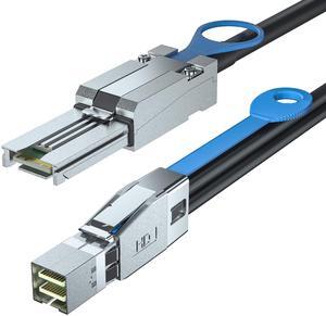 H!Fiber.com SFF-8644 to SFF-8088 Cable, 6Gbps External HD Mini SAS Hybrid Cable, 2-Meter(6.6ft), 100 Ohms, Attached SCSI for Raid Systems, DataCenter, Servers, Workstations and Desktops
