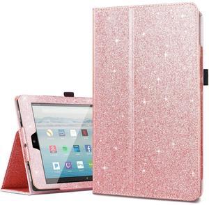 Fingic for  Fire HD 10 Case 2017&2019,for Kindle Fire HD10 2017/2019 Cases,Luxury Sparkly Folio Folding Stand Cover with Holder & Auto Wake/Sleep Smart Case for Fire HD 10 inch Case,Rose Gold
