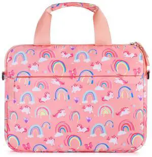 Foxstory Kids Tablet Case for Girls, Kids Tablet Bag Sleeve Bag Suit for Fire HD 10, Fire HD 8, Fire 7 Kindle, Rainbow Unicorn Pink