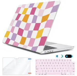 HOHAIYOO for MacBook Pro 14 inch Case M4 M3 M2 M1 A3112 A3185 A3401 A2918 A2992 A2779 A2442 2021 2022 2023 2024 Release, Hard Shell Case+Keyboard Cover+Screen Protector+Webcam Cover, Lattice