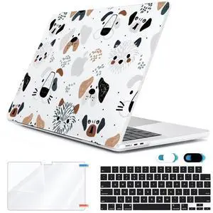 HOHAIYOO Compatible with MacBook Air 13 inch Case 2025 2024-2022 M4 A3240 M3 A3113 M2 A2681, Plastic Hard Shell&Keyboard Cover&Screen Film&Webcam Cover for MacBook Air 13.6 inch Case, Funny Dog
