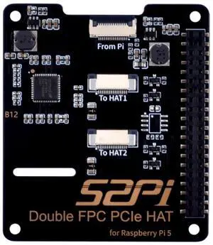 GeeekPi Dual FPC PCIe HAT for Raspberry Pi 5, B12 HAT 1 to 2 PCIe Interface with 40Pin GPIO Pin Header for Raspberry Pi 5