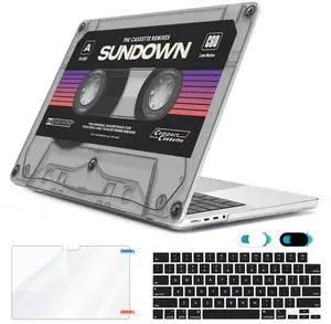 HOHAIYOO Compatible with MacBook Pro 14 inch 2024 2023-2021 M4 M3 M2 M1 A3112 A3185 A3401 A2918 A2992 A2779 A2442 Touch ID, Hard Shell Case with Keyboard Cover&Screen Film&Webcam Cover, Cassette Tape