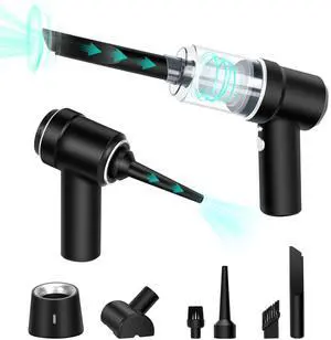 Honlibey 8Kpa Mini Handheld Vacuum Cleaner, 120W High Power Cordless Car Vacuum, 2 in 1 & Air Duster, With LED Light & Multi-Nozzles for Car, Computer, Keyboard, Sewing Machine