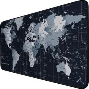 Large Extended Gaming Mouse Pad with Stitched Edges,(35.4X15.7In) Durable Non-Slip Natural Rubber Base, Waterproof Computer Keyboard Pad Mat for Esports Pros/Gamer/Desktop/Office/Home, Map