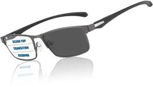 GHDBFMB Progressive Reading Glasses Men Photochromic Readers Clear Top Multifocal Transition Multifocal Tr90 Eyeglasses 2.5