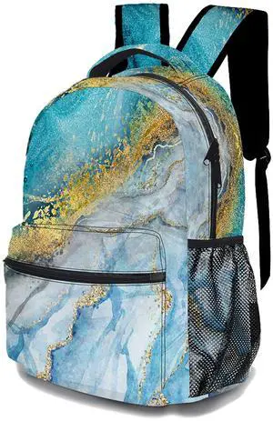 DTCCET Marble Backpack, Blue Marble Laptop Bag, Stylish Shoulders Backpack with Multiple Pockets Lightweight Daypack(Blue Marble)