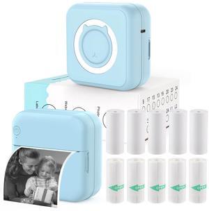 HUIJUTCHEN Pocket Printer for iPhone/Android, Wireless Mini Sticker Printer with 10 Rolls Thermal Paper, Blue-Tooth Thermal Mini Printer Portable for Notes Journal Memo Photo Study, Blue (QM-002)