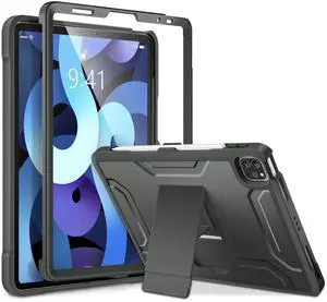 DTTO Case for iPad Air 5th / 4th Generation Case 10.9 Inch 2022/2020 with Pencil Holder, [Screen Protector] Shockproof Full Body Protective Cover, Also Fit iPad Pro 11 2021/2020/2018 - Gray