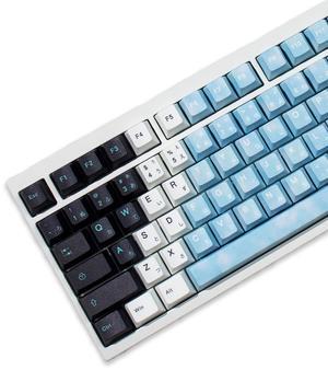 PBT Japanese Keycaps, White Blue Gradient Keycaps, 130 Keys Cherry Profile Keycaps Set, Dye-Sublimation Custom Keyboard Key Cap for 60% 65% 70% 75% 100% MX Switches Mechanical Keyboards(Snowman)