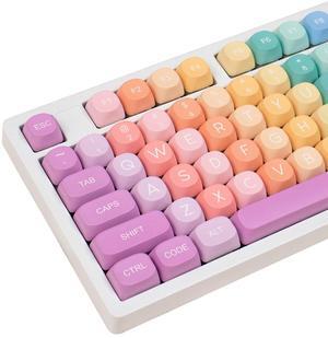 Rainbow MOA Profile Keycaps, 126 Keys Cute Candy PBT Keycaps Set, 65 Percent Colorful Custom Dye-Sublimation Keycap for Cherry Gateron MX Swithes Mechanical Keyboards