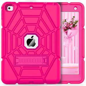 Grifobes for iPad 6th/5th Generation Cases 2018/2017, for iPad Air 2 Case 2014 9.7 inch, Heavy Duty Shockproof Rugged Protective i Pad 5 6 Gen 9.7" Case with Stand for Girls (Hot Pink)