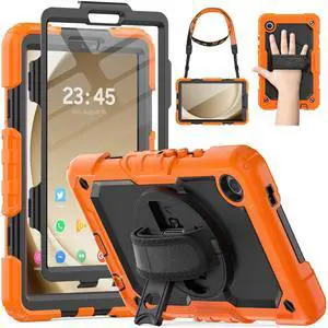 HXCASEAC Case for Samsung Galaxy Tab A9 8.7 Inch, Protective with Screen Protector/Hand Strap/Pen Holder, Sturdy Shockproof for Samsung A9 Tablet Case SM-X110 SM-X115 SM-X117 - Orange