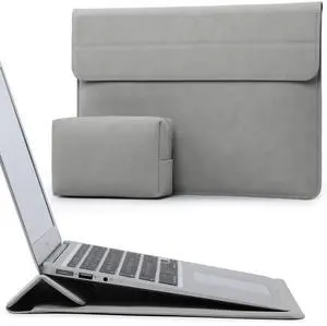 HYZUO 15-16 Inch Laptop Sleeve Case with Stand Feature for MacBook Pro 16 M4/M3/M2/M1 Pro/Max 2025-2019, XPS 15, MacBook Pro 15 2015-2012, Samsung Galaxy Book Flex/Pro 15, Light Gray
