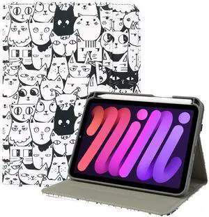 iPad Mini 6th Generation Case with Pencil Holder 8.3 inch 2021, Support 2nd Gen Apple Pencil Charging, Premium PU Leather Smart Cover, Auto Wake/Sleep, Shockproof Protective iPad Mini 6 Case