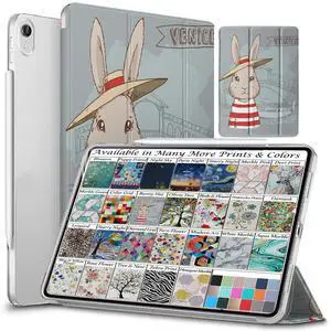 DuraSafe Cases for iPad Mini 6 8.3 Inch 2021 [ Mini 6th Gen ] A2567 A2568 A2569 MK7M3LL/A MLWL3LL/A MK7R3LL/A MK7P3LL/A MK7T3LL/A Trifold Printed Hard Smart PC Transparent Back Cover - Bunny Hat