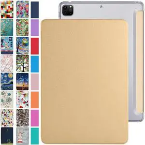DuraSafe Cases for iPad PRO 12.9 Inch 5th 4th [ Pro 12.9 4 5 Generation 2020 2021 ] A2378 A2461 A2379 MHNR3LL/A MHNT3LL/A MY3K2LL/A MY3J2LL/A PC Lightweight Smart PU Leather Hard Back Cover - Gold