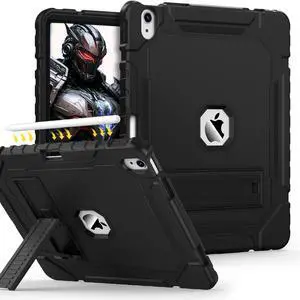 Grifobes Case for iPad Air 13-inch (M3/M2) 2025/2024, Heavy Duty Shockproof Rugged Protective Cover with Pencil Holder/Built-in Stand for i Pad Air 13" (Black)