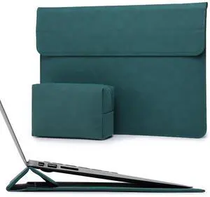 HYZUO 15-16 Inch Laptop Sleeve Case with Stand Feature for MacBook Pro 16 M4/M3/M2/M1 Pro/Max 2025-2019, XPS 15, MacBook Pro 15 2015-2012, Samsung Galaxy Book Flex/Pro 15, Dark Green