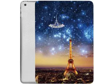 DuraSafe Cases for iPad PRO 9.7 Inch [ PRO 9.7 2016 ] A1673 A1674 MLPX2LL/A MLPW2LL/A MLPY2LL/A MLYJ2LL/A Trifold Printed Adjustable Stand Feature Case with TPU Heat Dissipation Back - Paris Night