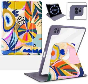 HOHAIYOO for iPad Air 5th/4th Generation Case 2022 2020 10.9 inch with Pencil Holder&360 Degree Rotation Stand&Auto Sleep/Wake&Hard Clear Back, iPad Pro 11 inch Case 3rd/2nd/1st Gen, Abstract Art