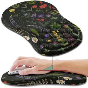 Hokafenle Ergonomic Mouse Pad Wrist Support, Wrist Rest Mousepad for Carpal tunnel Pain Relief with Integrated Memory Foam Slope Massage Bulge (11.8x7.9 inch,Flowers Hokafenle Ergonomic Mouse Pad Wrist Support, Wrist Rest Mousepad for Carpal tunnel Pain Relief with Integrated Memory Foam Slope Massage Bulge (11.8x7.9 inch,Flowers