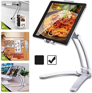 HOLD UP 3-in-1 Elegant 360deg Universal Compatible Tablet & Phone Holder Metal Stand with Wall Mount, Desktop Stand & Under Cabinet Modes and Ultra Adjusting Abilities (Black)