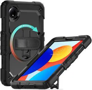 Gylint Case for Xiaomi Redmi Pad SE 8.7 inch, with Screen Protector, Hand Strap, Shoulder Strap, 360deg Rotating Stand for Xiaomi Redmi Pad SE 8.7 Inch Black