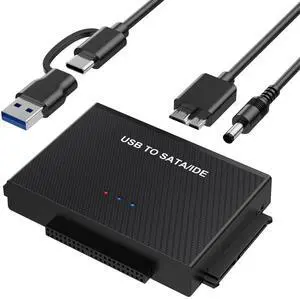YINNCEEN USB C to IDE SATA Hard Drive Reader, Upgraded Reader Ultra Recovery Converter Universal Hard Drive Adapter Kit for 2.5/3.5 HDD/SSD Hard Drive Disk, Include 12V/2A Power Adapter