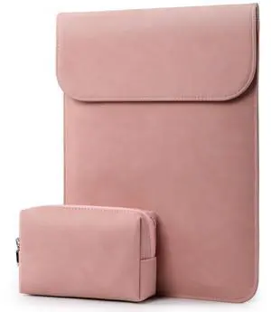 HYZUO 15 Inch Laptop Sleeve Bag for MacBook Air 15 M4 A3241 M3 M2 2025-2023, 15" Surface Laptop 7/6/5/4/3, MacBook Pro 15 2019-2016, Faux Suede Leather Case Cover with Carry Pouch, Pink