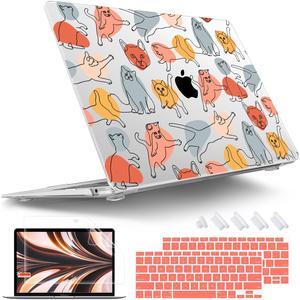 Tuiklol Compatible with 2021 2020 2019 2018 MacBook Air 13 inch Case M1 A2337 A2179 A1932 (Touch ID), MacBook Air 2020 Laptop Hard Shell Keyboard Cover Screen Protector & Dust Plug, Funny Kittens