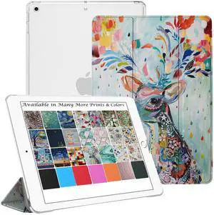 DuraSafe Cases for iPad Mini 3, 2, 1 Generation 7.9 Inch [3rd, 2nd, 1st] A1599, A1600, A1489, A1490, A1491, A1432, A1454, A1455 Trifold Printed Hard Smart PC Transparent Back Cover - Deer Print