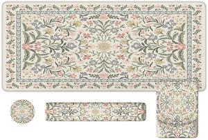 iLeadon Floral Mouse Pad Sets with Wrist Support,Cute Ergonomic Keyboard Mat for Desktop,Extra Large Big Desk Pad Mouse Mat+Cup Coaster with Non-Slip Base for Women Home Office