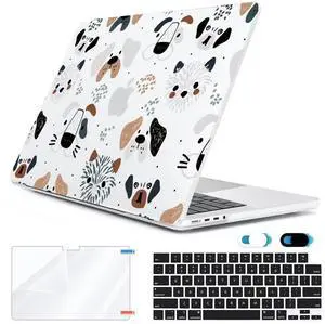 HOHAIYOO for MacBook Pro 14 inch Case M4 M3 M2 M1 A3112 A3185 A3401 A2918 A2992 A2779 A2442 2021 2022 2023 2024 Release, Hard Shell Case+Keyboard Cover+Screen Protector+Webcam Cover, Funny Dog