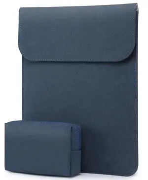HYZUO 15 Inch Laptop Sleeve Bag for MacBook Air 15 M4 A3241 M3 M2 2025-2023, 15" Surface Laptop 7/6/5/4/3, MacBook Pro 15 2019-2016, Faux Suede Leather Case Cover with Carry Pouch, Navy Blue