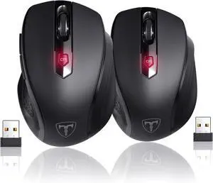HOTWEEMS Wireless Mouse, D-09 Computer Mouse USB Cordless Mice for Laptop, Ergo Grips, Lightspeed 5-Level 2400 DPI, 16 Months Battery, Portable for PC Mac Chromebook (2Pack)