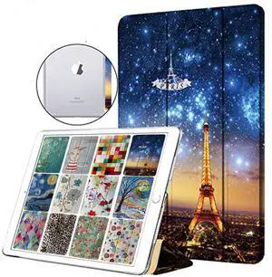 DuraSafe Cases for iPad Mini 5 7.9 Inch 2019 [ Mini 5th Gen ] A2133 A2124 A2126 A2125 Trifold Printed Hard Smart PC Transparent Back Cover - Eiffel Tower Print