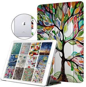 DuraSafe Cases for iPad Air 2 2014 9.7 Inch [ Air 2nd Gen ] A1567 A1566 MGLW2LL/A MGL12LL/A MH0W2LL/A MGKM2LL/A MH182LL/A MGKL2LL/A Trifold Printed Hard Smart PC Transparent Back Cover - Lucky Tree