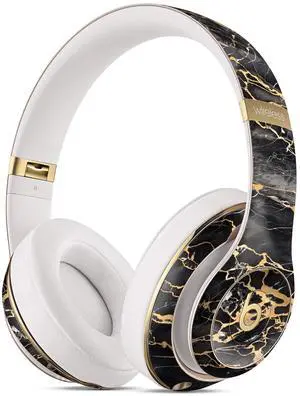 Design Skinz Black and Gold Marble Surface Full-Body Protective Skin Wrap Decal Compatible with The Beats by Dre Studio 2 or 3 Remastered Wireless Headphones
